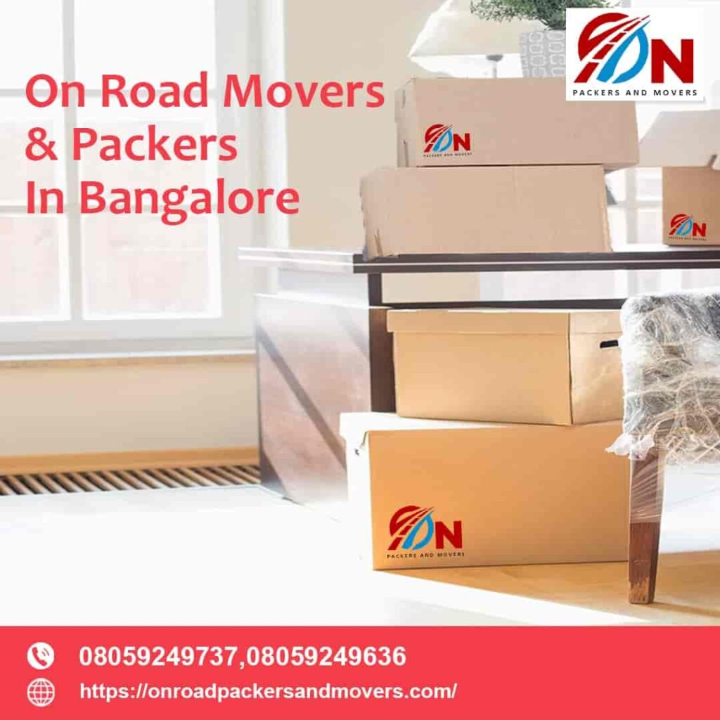 goods packed in boxes by on road packers and movers in bangalore